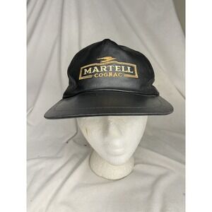 Martell Cognac Genuine Leather SnapBack Hat Cap Black